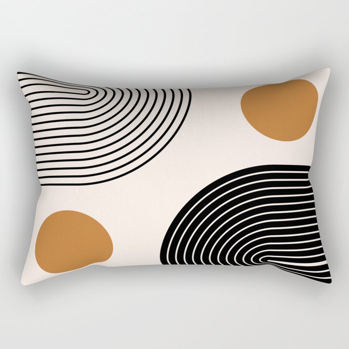 Nesting Rainbow Lines Geometric Pattern Race Track Lines Orange Circles Mid Century Modern Cool Magical Mystical Abstract Art Bohemian Boho Style Trendy Rectangular Pillow Gallery Image 1