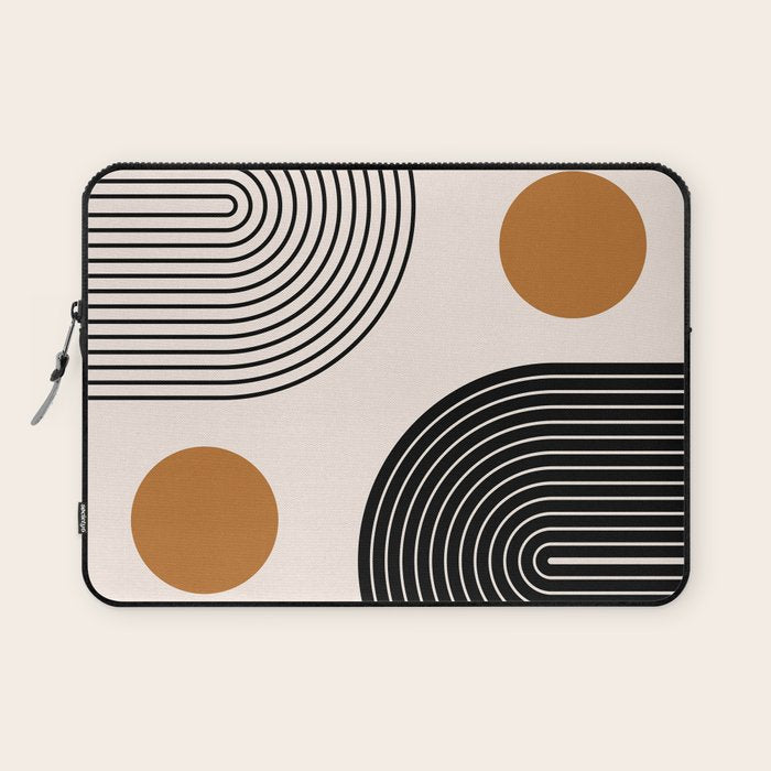 Nesting Rainbow Lines Geometric Pattern Race Track Lines Orange Circles Mid Century Modern Cool Magical Mystical Abstract Art Bohemian Boho Style Trendy Laptop Sleeve Gallery Image 1