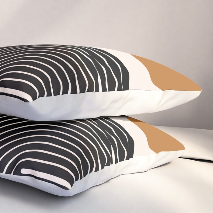 Nesting Rainbow Lines Geometric Pattern Race Track Lines Orange Circles Mid Century Modern Cool Magical Mystical Abstract Art Bohemian Boho Style Trendy Pillow Sham Gallery Image 3