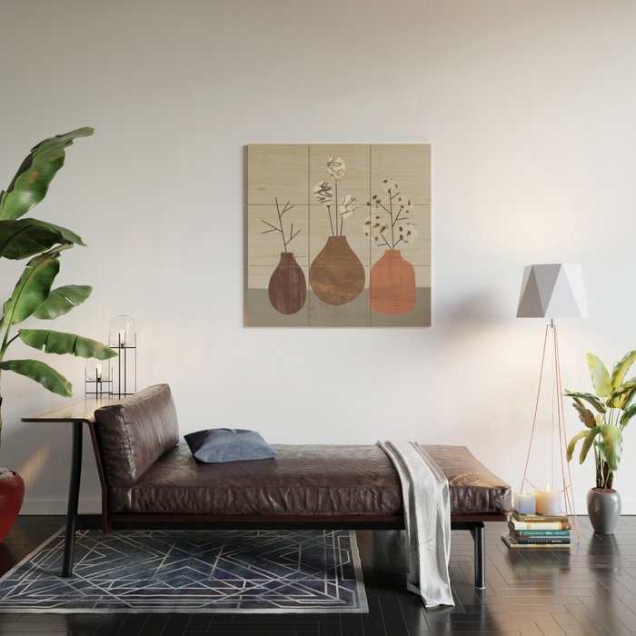 Still Life with Three Vases Wood Wall Art Gallery Image 2