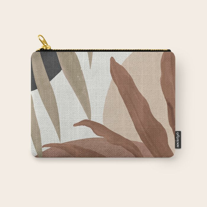 Abstract Art Tropical Leaves 4 Mocha Mousse Carry All Pouch Gallery Image 1