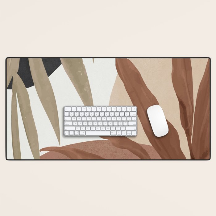 Abstract Art Tropical Leaves 4 Mocha Mousse Desk Mat Gallery Image 1