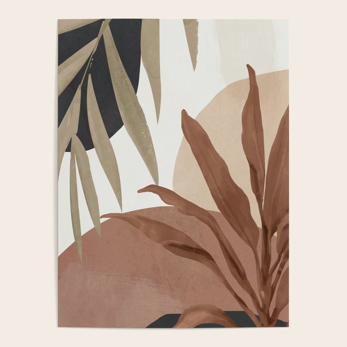 Abstract Art Tropical Leaves 4 Mocha Mousse Poster Gallery Image 1