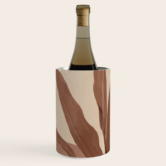 Abstract Art Tropical Leaves 4 Mocha Mousse Wine Chiller Gallery Image 3