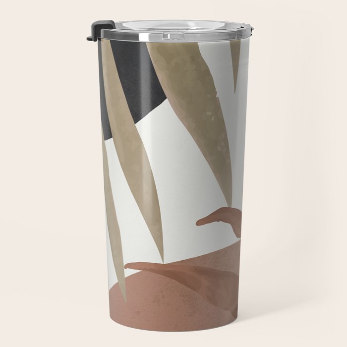 Abstract Art Tropical Leaves 4 Mocha Mousse Travel Mug Gallery Image 3