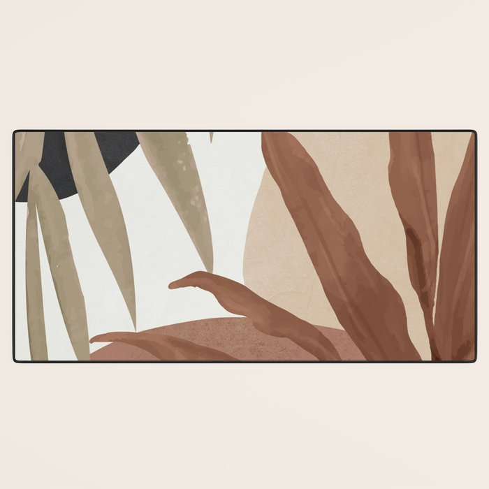 Abstract Art Tropical Leaves 4 Mocha Mousse Desk Mat Gallery Image 3