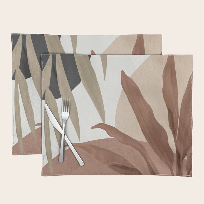 Abstract Art Tropical Leaves 4 Mocha Mousse Placemat Gallery Image 1