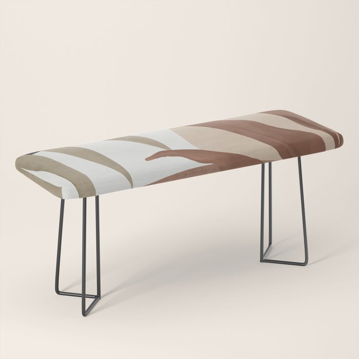 Abstract Art Tropical Leaves 4 Mocha Mousse Bench Gallery Image 1