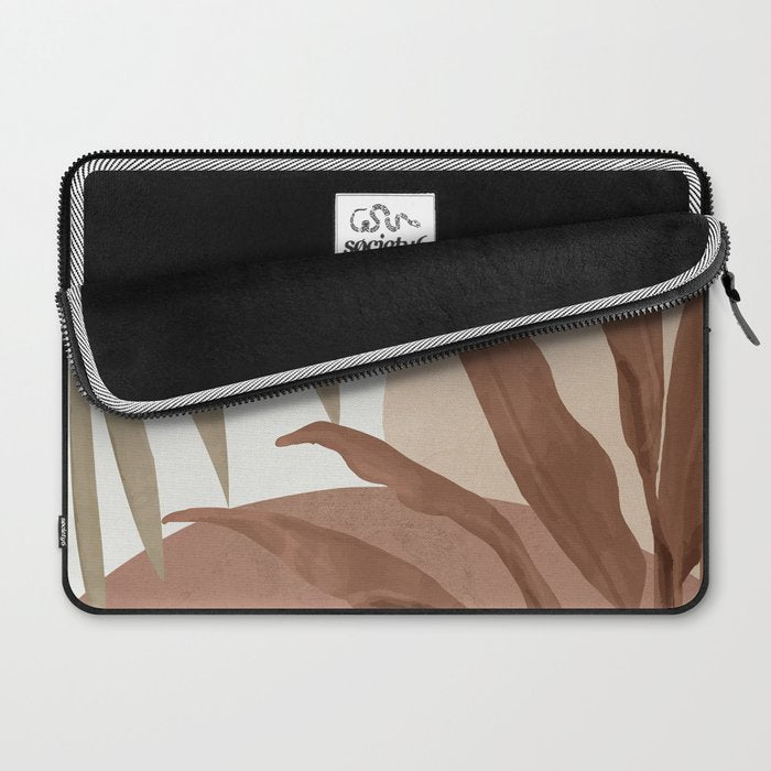Abstract Art Tropical Leaves 4 Mocha Mousse Laptop Sleeve Gallery Image 2