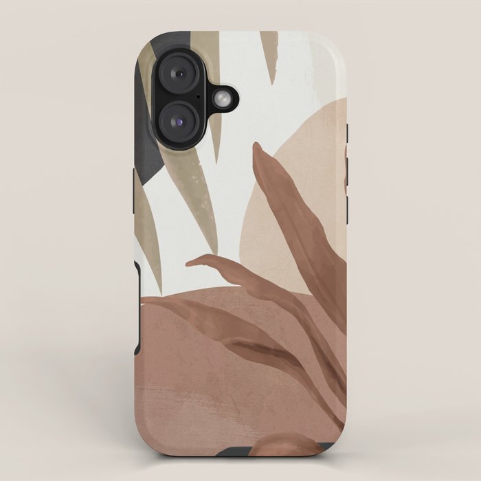 Abstract Art Tropical Leaves 4 Mocha Mousse iPhone Case Gallery Image 1