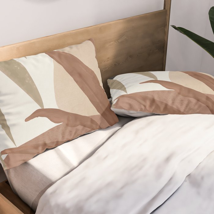 Abstract Art Tropical Leaves 4 Mocha Mousse Pillow Sham Gallery Image 2