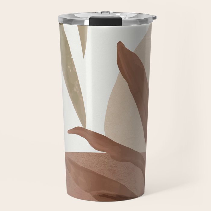 Abstract Art Tropical Leaves 4 Mocha Mousse Travel Mug Gallery Image 1