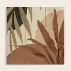 Abstract Art Tropical Leaves 4 Mocha Mousse Wood Wall Art Gallery Image 1