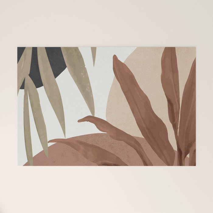 Abstract Art Tropical Leaves 4 Mocha Mousse Welcome Mat Gallery Image 1