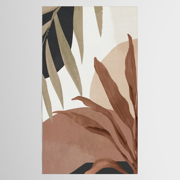 Abstract Art Tropical Leaves 4 Mocha Mousse Tablecloth Gallery Image 2