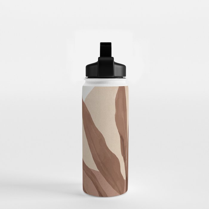 Abstract Art Tropical Leaves 4 Mocha Mousse Water Bottle Gallery Image 2