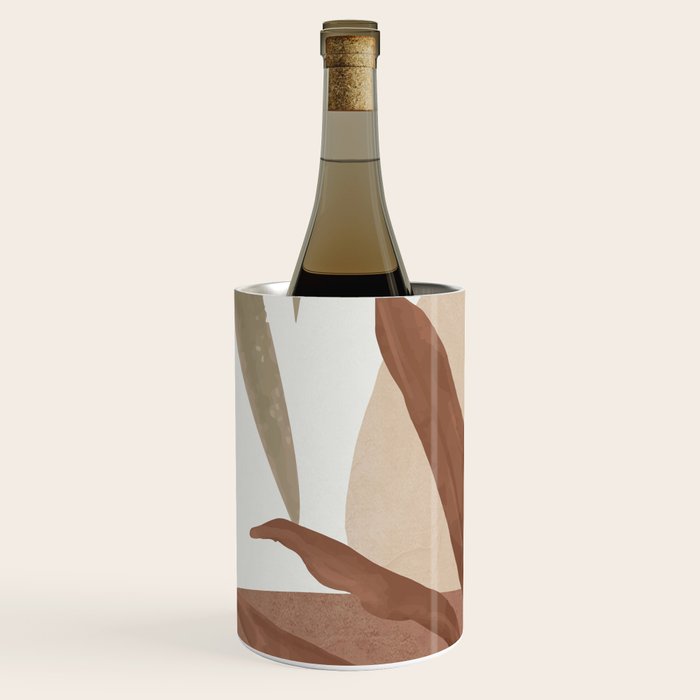 Abstract Art Tropical Leaves 4 Mocha Mousse Wine Chiller Gallery Image 1