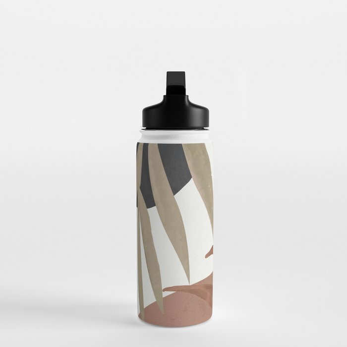 Abstract Art Tropical Leaves 4 Mocha Mousse Water Bottle Gallery Image 3
