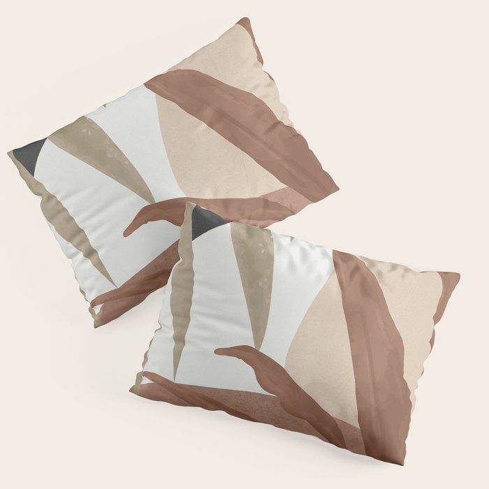 Abstract Art Tropical Leaves 4 Mocha Mousse Pillow Sham Gallery Image 3