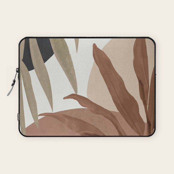 Abstract Art Tropical Leaves 4 Mocha Mousse Laptop Sleeve Gallery Image 1
