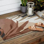 Abstract Art Tropical Leaves 4 Mocha Mousse Outdoor Rug Gallery Image 2