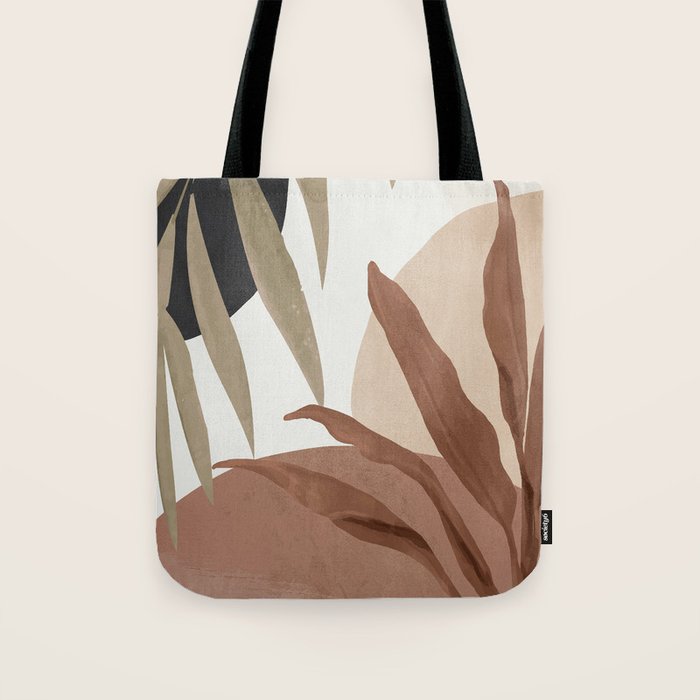 Abstract Art Tropical Leaves 4 Mocha Mousse Tote Bag Gallery Image 1