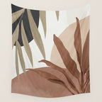 Abstract Art Tropical Leaves 4 Mocha Mousse Wall Tapestry Gallery Image 4