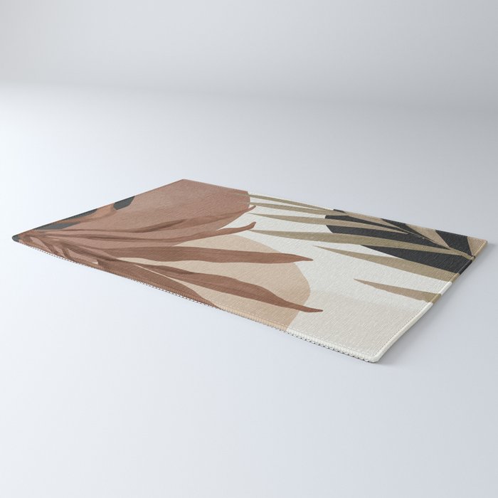 Abstract Art Tropical Leaves 4 Mocha Mousse Rug Gallery Image 3