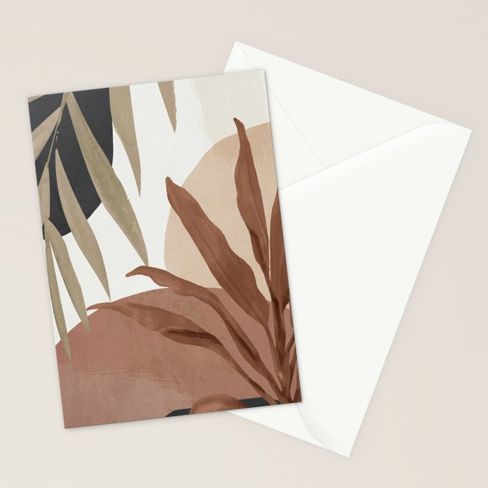 Abstract Art Tropical Leaves 4 Mocha Mousse Stationery Card Gallery Image 2
