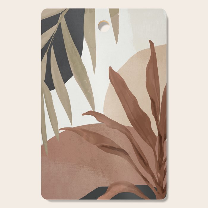 Abstract Art Tropical Leaves 4 Mocha Mousse Cutting Board Gallery Image 1