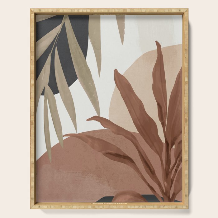 Abstract Art Tropical Leaves 4 Mocha Mousse Serving Tray Gallery Image 1