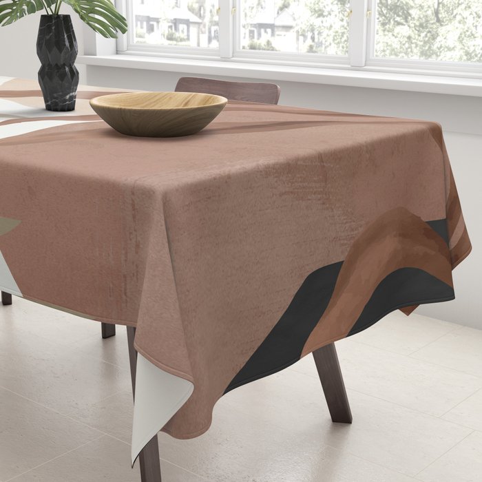 Abstract Art Tropical Leaves 4 Mocha Mousse Tablecloth Gallery Image 3