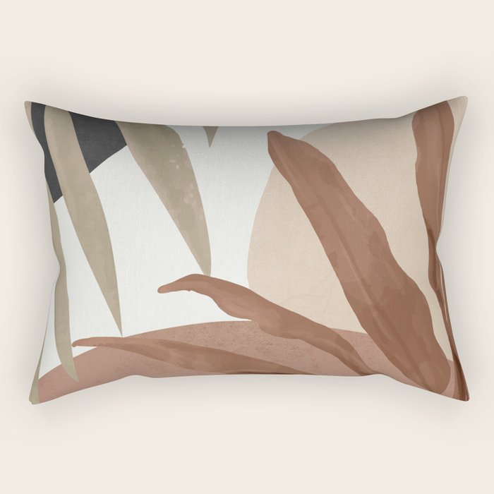 Abstract Art Tropical Leaves 4 Mocha Mousse Rectangular Pillow Gallery Image 2