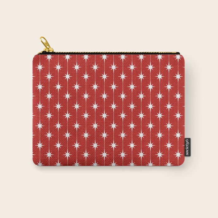 Midcentury Stars and Dots Pattern in Red and White Carry All Pouch Gallery Image 1