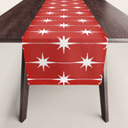 Midcentury Stars and Dots Pattern in Red and White Table Runner Gallery Image 1