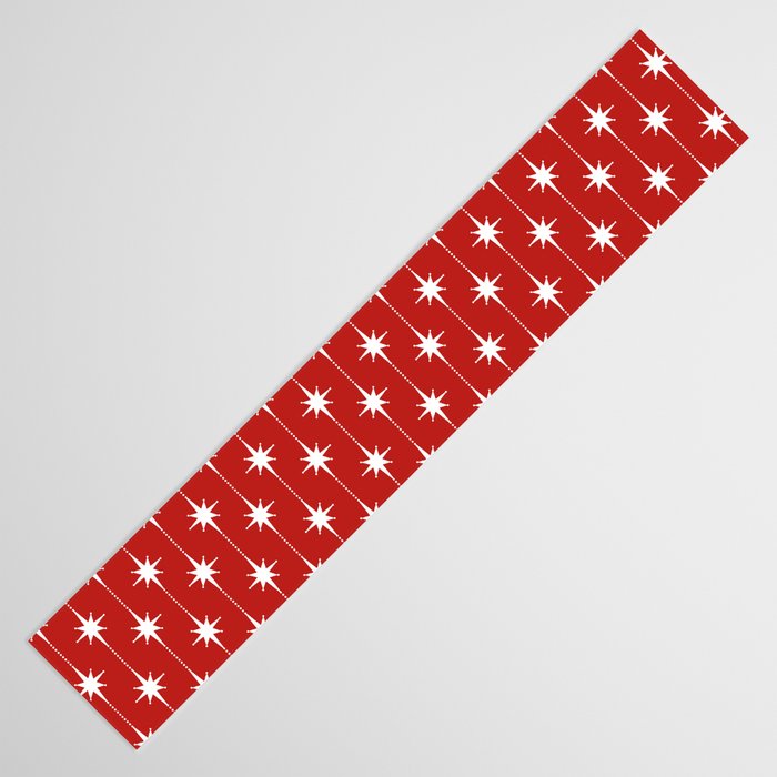 Midcentury Stars and Dots Pattern in Red and White Table Runner Gallery Image 3