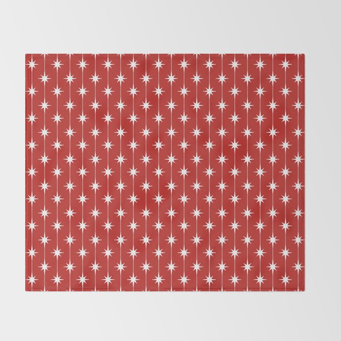 Midcentury Stars and Dots Pattern in Red and White Throw Blanket Gallery Image 2