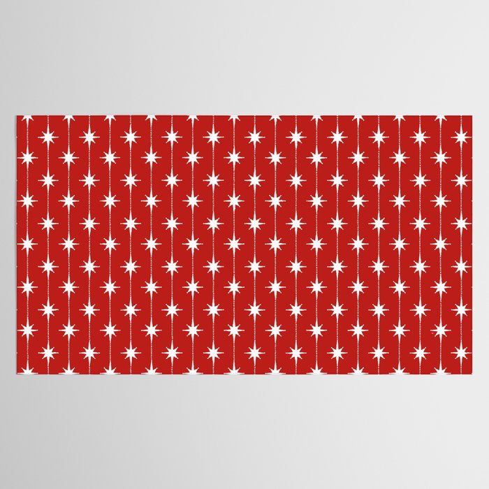Midcentury Stars and Dots Pattern in Red and White Tablecloth Gallery Image 2