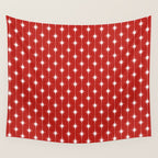 Midcentury Stars and Dots Pattern in Red and White Wall Tapestry Gallery Image 4