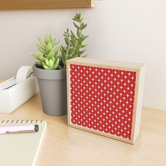 Midcentury Stars and Dots Pattern in Red and White Mini Art Print Gallery Image 2