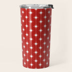 Midcentury Stars and Dots Pattern in Red and White Travel Mug Gallery Image 2