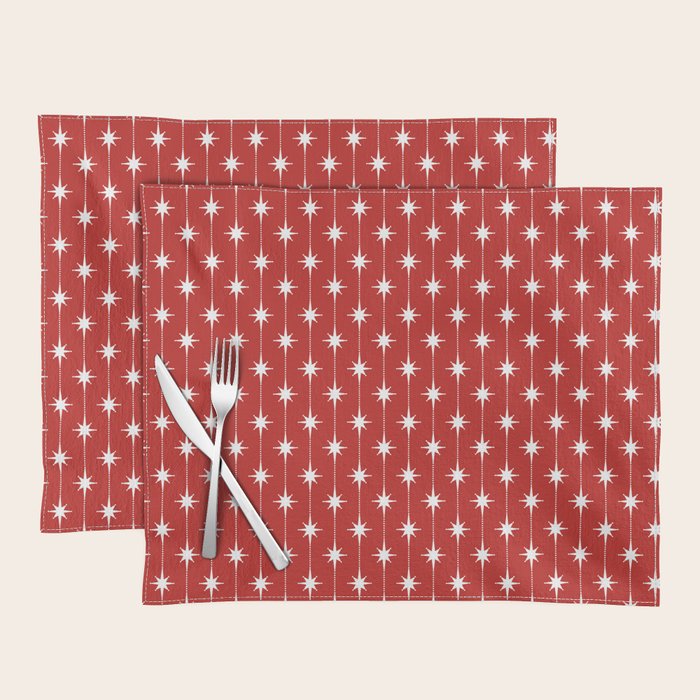 Midcentury Stars and Dots Pattern in Red and White Placemat Gallery Image 1