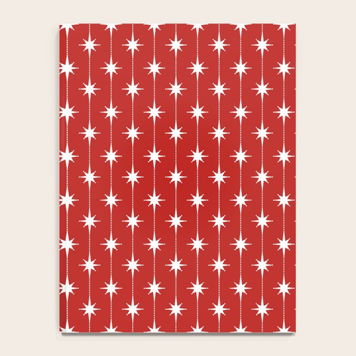 Midcentury Stars and Dots Pattern in Red and White Notebook Gallery Image 4
