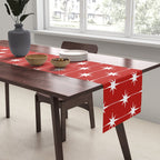 Midcentury Stars and Dots Pattern in Red and White Table Runner Gallery Image 2