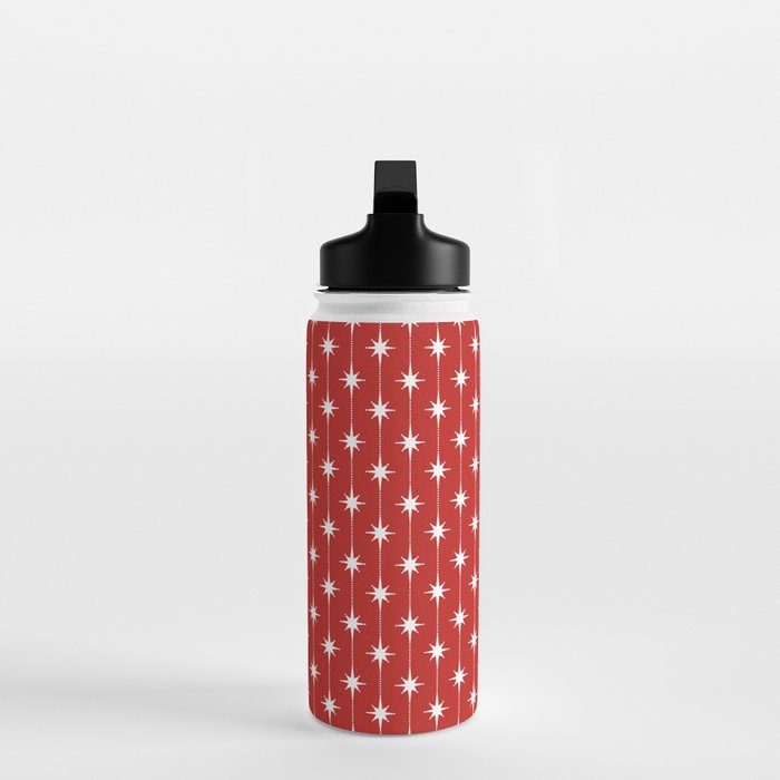 Midcentury Stars and Dots Pattern in Red and White Water Bottle Gallery Image 3