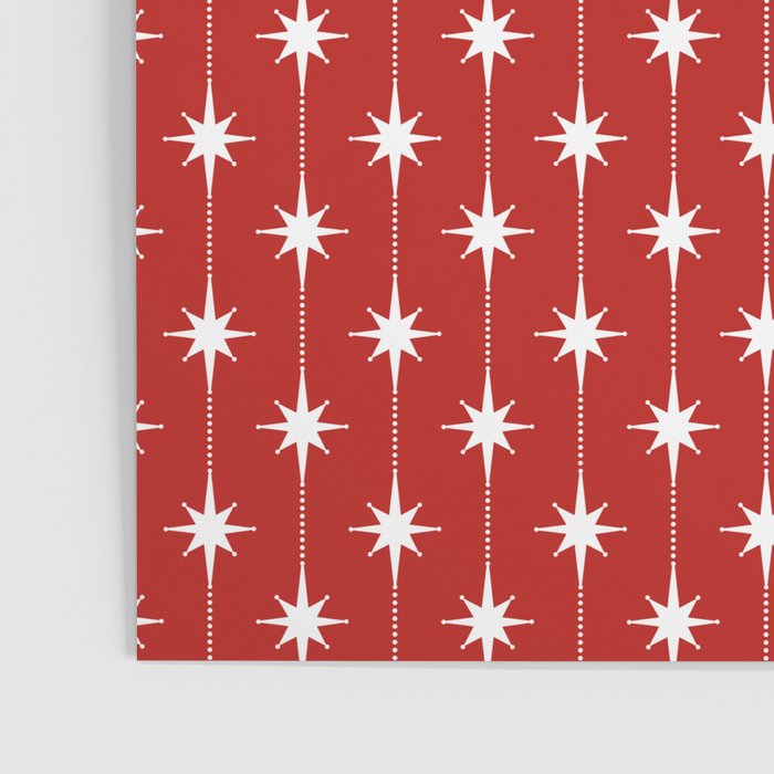 Midcentury Stars and Dots Pattern in Red and White Poster Gallery Image 3