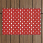 Midcentury Stars and Dots Pattern in Red and White Outdoor Rug Gallery Image 1