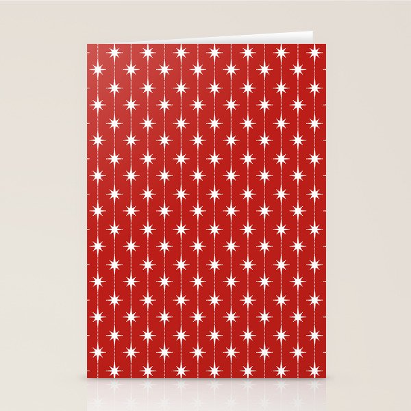 Midcentury Stars and Dots Pattern in Red and White Stationery Card Gallery Image 2