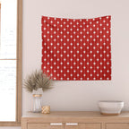 Midcentury Stars and Dots Pattern in Red and White Wall Tapestry Gallery Image 2
