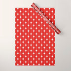 Midcentury Stars and Dots Pattern in Red and White Wrapping Paper Gallery Image 1